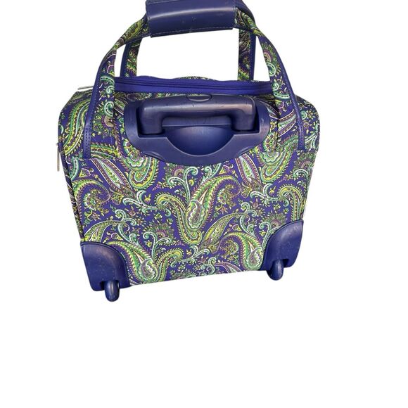 London Fog Mayfair Purple Paisley Underseat Carry on luggage 15” - Picture 5 of 16